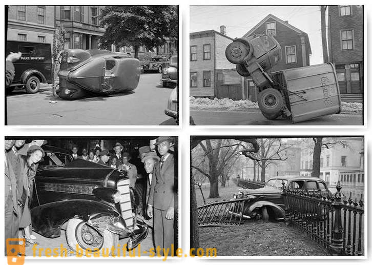 Coleção da foto de acidentes nas estradas da América nos anos 1930-1950