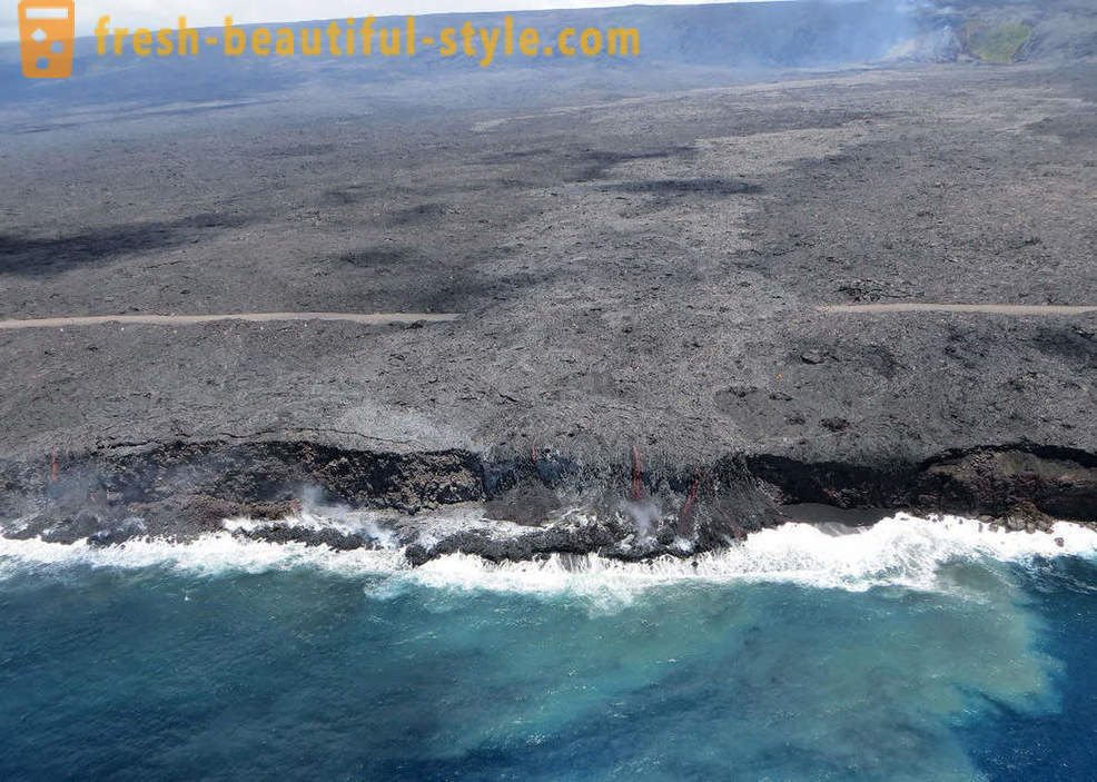 Fluxos de lava vulcânica de Kilauea Hawaii