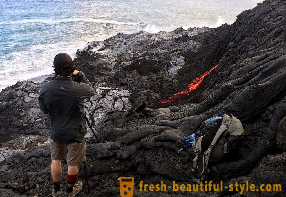 Fluxos de lava vulcânica de Kilauea Hawaii