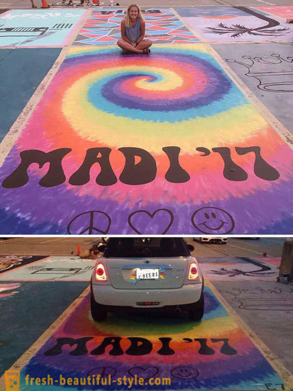 Estudantes americanos foram autorizados a pintar o seu próprio espaço de estacionamento