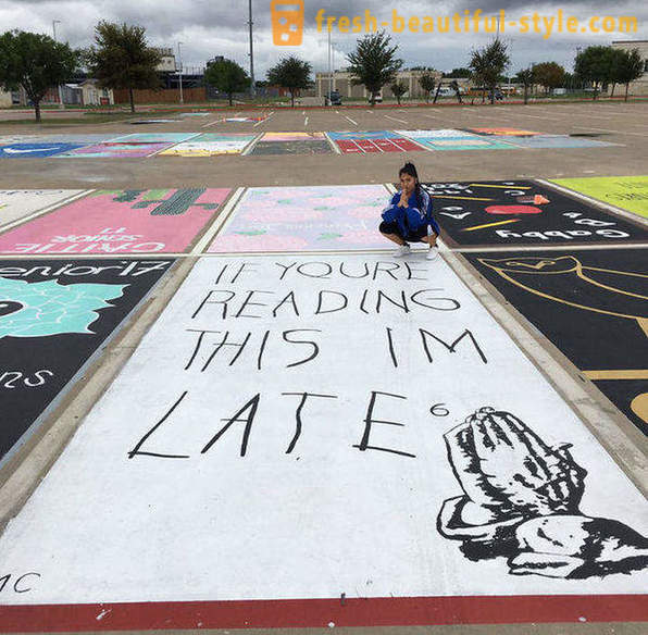 Estudantes americanos foram autorizados a pintar o seu próprio espaço de estacionamento