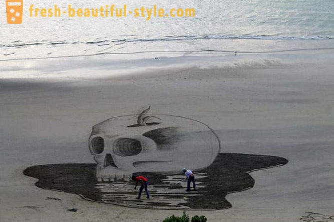 3D-desenhos sobre a areia