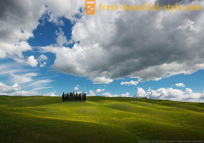 Sob o céu de primavera Toscana