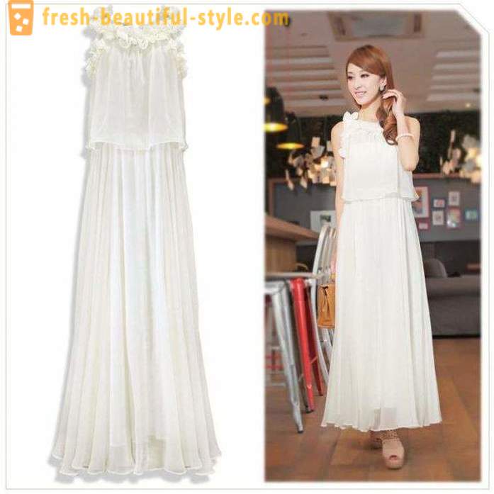 Longo vestido branco - um elemento especial de guarda-roupa das mulheres